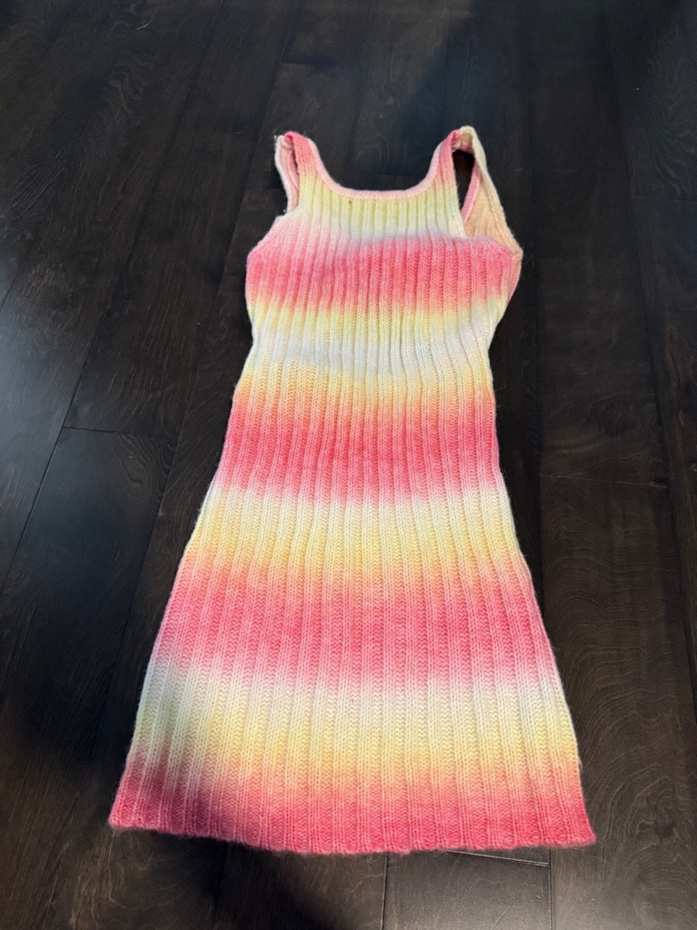 Princess Polly Ribbed Knit Tank Dress in Pink, Yellow & Cream